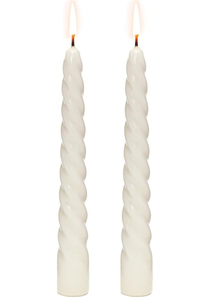 2'li Beyaz Burgulu Şamdan Mum Seti