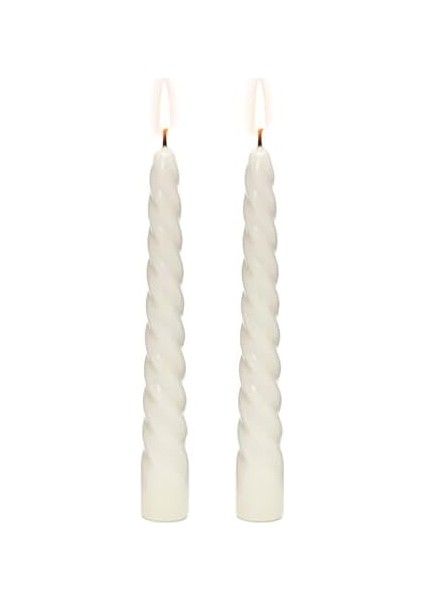 2'li Beyaz Burgulu Şamdan Mum Seti fiyatları