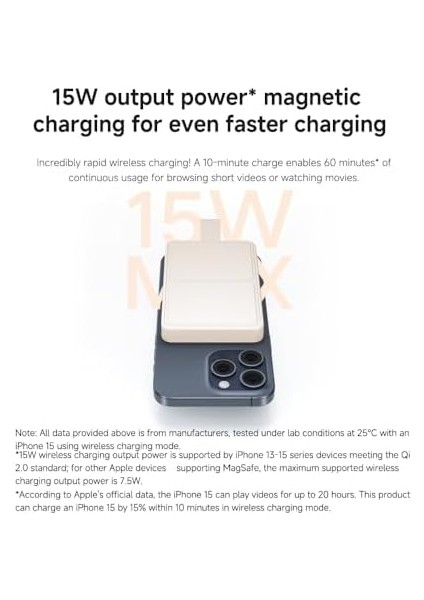 15 W Manyetik Güç Kaynağı - 6000 Mah, Qi 2.0 Sertifikalı Hızlı Şarj, 2 Cihazı Aynı Anda Şarj Eder, Uçuşa Uygun, Katlanabilir Ayaklı, Güçlü ve Pratik, Bronz fiyatları