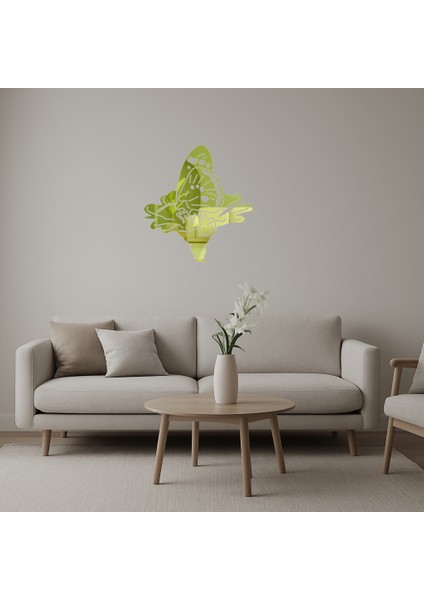 Kelebek Desenli Modern Duvar Altın Aynalı Tablosu - KT3152-8384