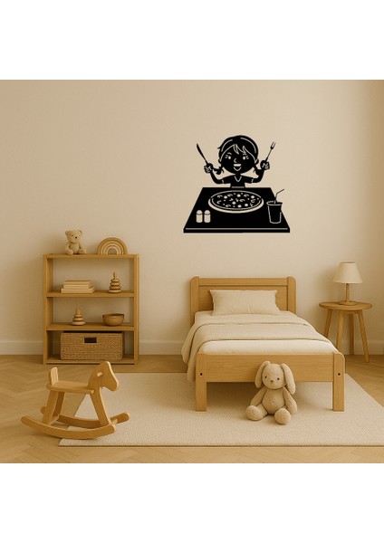 Mutlu Çocuk Pizza Yiyen Dekoratif Mdf Tablo - KT5417-5363 modelleri