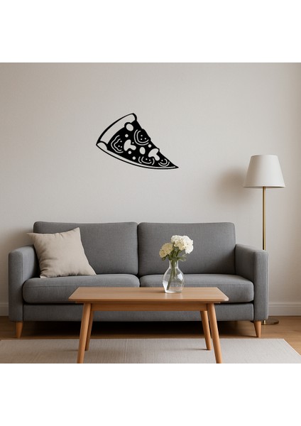 Mantarlı Domatesli Zeytinli Pizza Dilimi Dekoratif Mdf Tablo - KT5678-4871 fırsatları