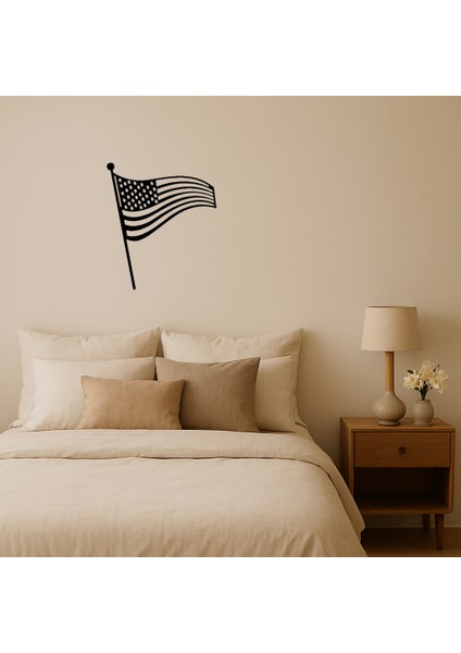 Amerikan Bayrağı Tasarımlı Mdf Dekoratif Tablo - KT2102-7327