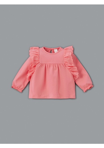 Lcw Baby Pembe Bisiklet Yaka Çiçekli Kız Bebek Bluz ve Tayt 2'li fiyatları