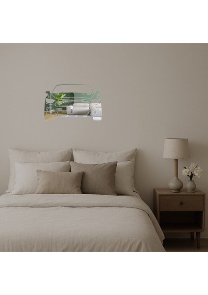 Şık Araba Çizimli Dekoratif Aynalı Tablo - KT8714-7324 fiyatları