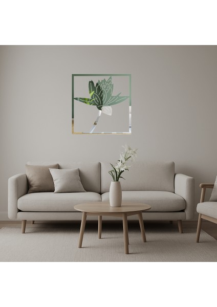 Çiçek Motifli Dekoratif Duvar Aynalı Tabloi - KT6449-3321