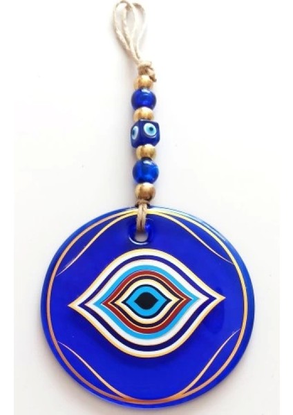 Göz Model Yaldızlı El Yapımı Mavi Cam Duvar Süsü