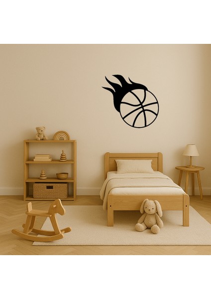 Kırmızı Alevli Basketbol Topu Dekoratif Tablo - KT8084-8785 modelleri