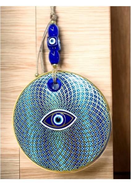 Işlemeli Geometrik Nazar Boncuklu Cam Duvar Süsü fiyatları