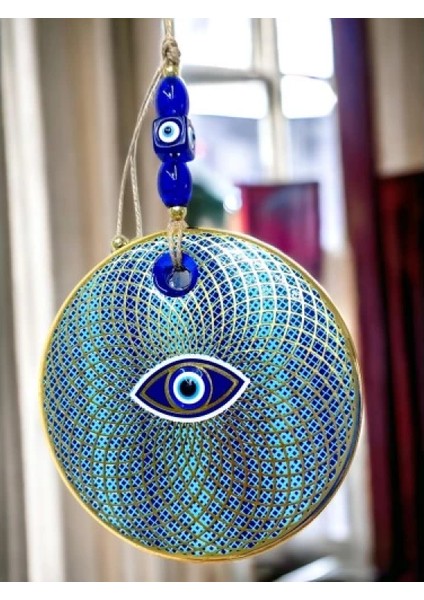 Işlemeli Geometrik Nazar Boncuklu Cam Duvar Süsü fırsatları