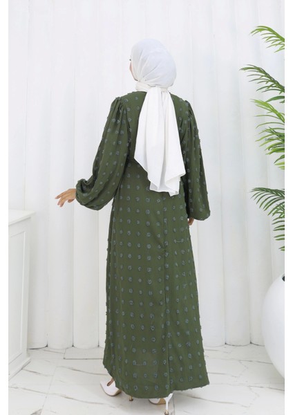 Ponpon Detaylı Kuşaklı Elbise Haki indirimleri