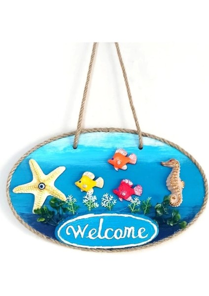 Deniz Temalı Balıklı Deniz Atlı Deniz Yıldızlı Welcome Yazılı El Yapımı Kapı Süsü fiyatları