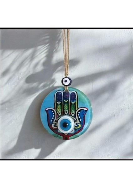 Fatma Ana Eli Desenli Nazar Boncuklu Duvar Süsü 10 cm Cam Duvar Dekoru fırsatları