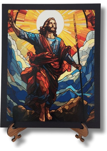 Isa Ilahi Zafer Vitray Ahşap Dekor