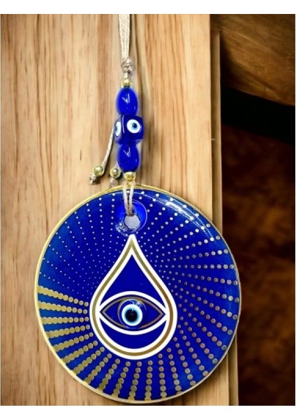 Gold Puantiyeli Mavi Cam Nazar Boncuklu Göz Duvar Süsü indirimleri