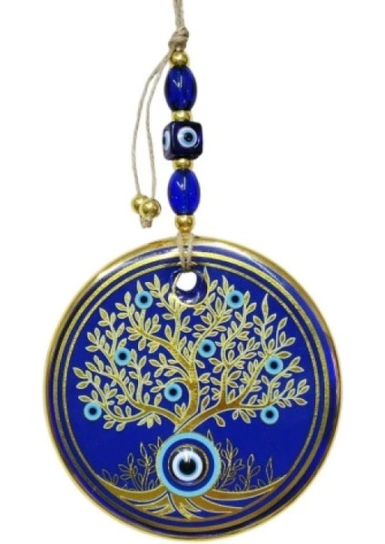 Hayat Ağacı Şekilli Yaldızlı Duvar Süsü Cam Hediyelik Dekor