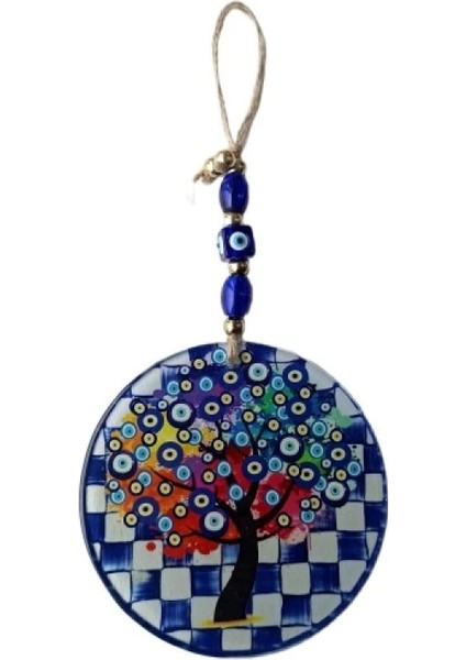 Dilek Ağacı Desenli Nazar Boncuklu Füzyon Cam Duvar Süsü fiyatları