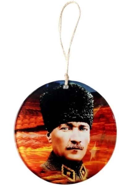 Kalpaklı Atatürk 15 Santimetre Füzyon Cam Duvar Süsü
