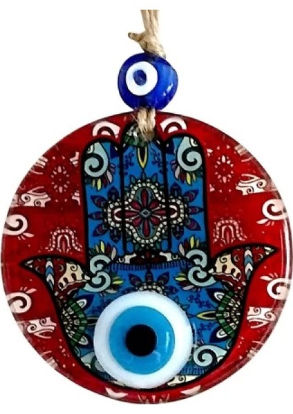 Fatma Ana Bereket Eli Desenli Nazar Boncuklu Duvar Süsü 10 cm Cam Duvar Süsü