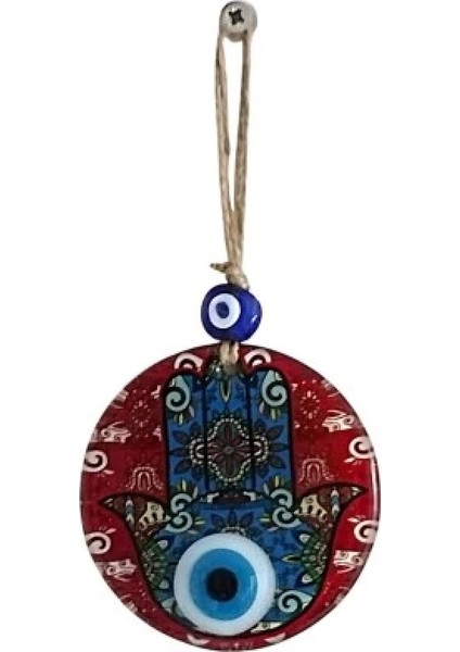 Fatma Ana Bereket Eli Desenli Nazar Boncuklu Duvar Süsü 10 cm Cam Duvar Süsü indirimleri