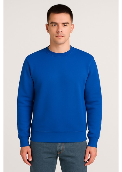 Kadın - Erkek Sweatshirt – Bisiklet Yaka Basic Uzun Kollu Rahat Fit