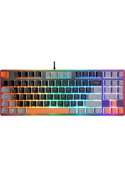 Emachines EAK216 Oyuncu Klavyesi Tkl Klavye Rainbow Aydınlatmalı Membran Gaming Klavye Q Siyah