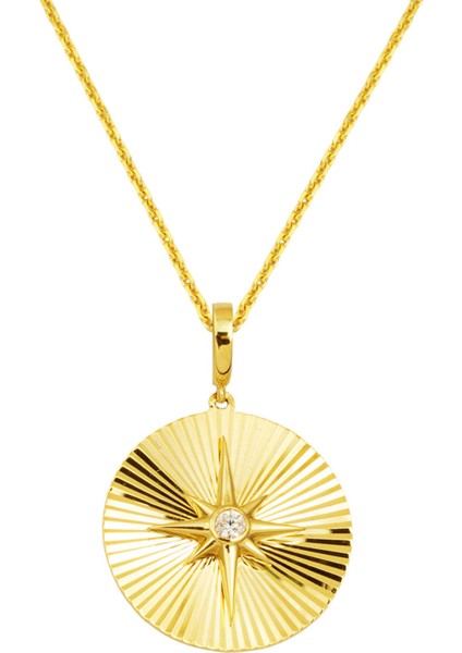 Parıltılı Kuzey Yıldızı 14 Ayar Altın Kolye