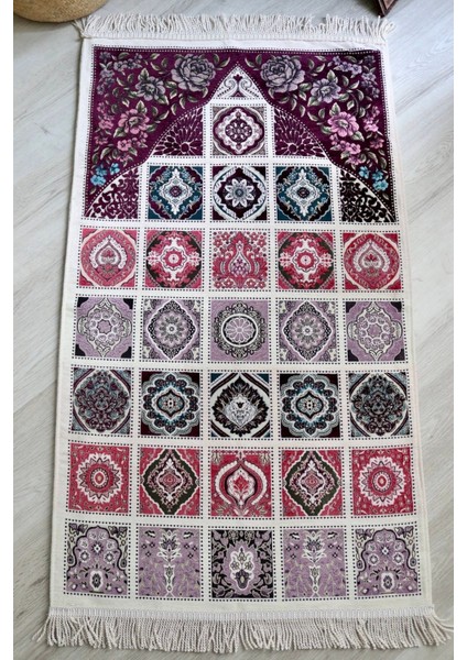 40 Yama Desenli Astarlı Lüks Seccade S1017 Mürdüm fırsatları