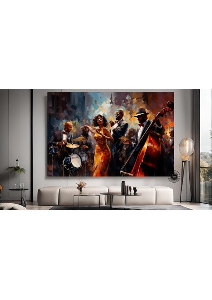 Caz Temalı Duvar Sanatı, Müzisyen Baskıları, Modern Soyut Caz Kanvası modelleri