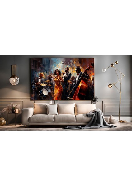 Caz Temalı Duvar Sanatı, Müzisyen Baskıları, Modern Soyut Caz Kanvası fırsatları