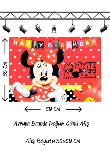 Minnie Mouse Mini Temalı Doğum Günü Afişi