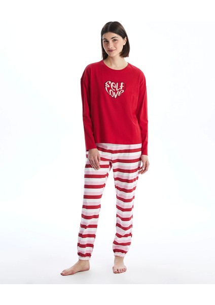 Lcw Dream Kırmızı Bisiklet Yaka Baskılı Kadın Pijama Takımı fiyatları