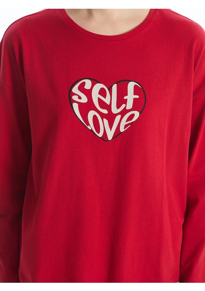 Lcw Dream Kırmızı Bisiklet Yaka Baskılı Kadın Pijama Takımı modelleri