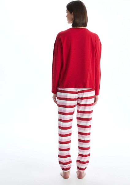 Lcw Dream Kırmızı Bisiklet Yaka Baskılı Kadın Pijama Takımı fırsatları