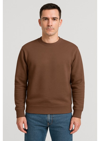 Kadın - Erkek Sweatshirt – Bisiklet Yaka Basic Uzun Kollu Rahat Fit