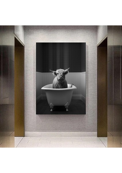 Nostaljik Küvette Dağ Ineği, Hayvan Banyosu Temalı Rustik Banyo Dekoru modelleri