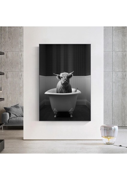 Nostaljik Küvette Dağ Ineği, Hayvan Banyosu Temalı Rustik Banyo Dekoru fırsatları
