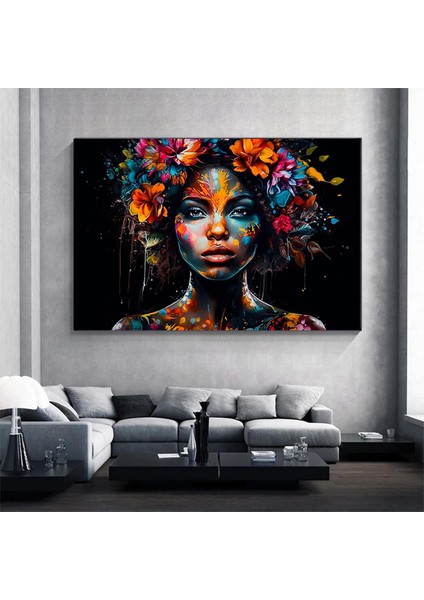 Modern Afro-Amerikan Kadın Graffiti Duvar Sanatı