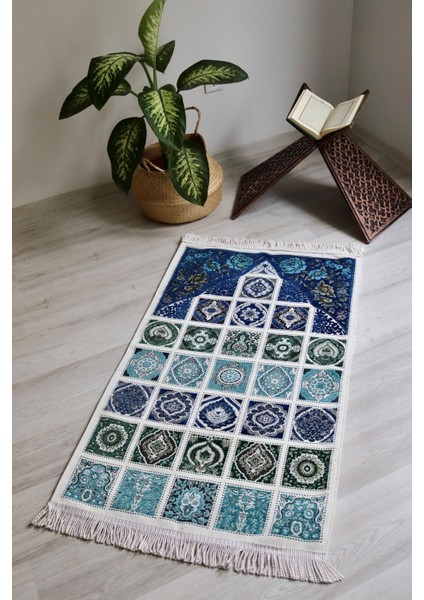 40 Yama Desenli Astarlı Lüks Seccade S1017 Lacivert fiyatları