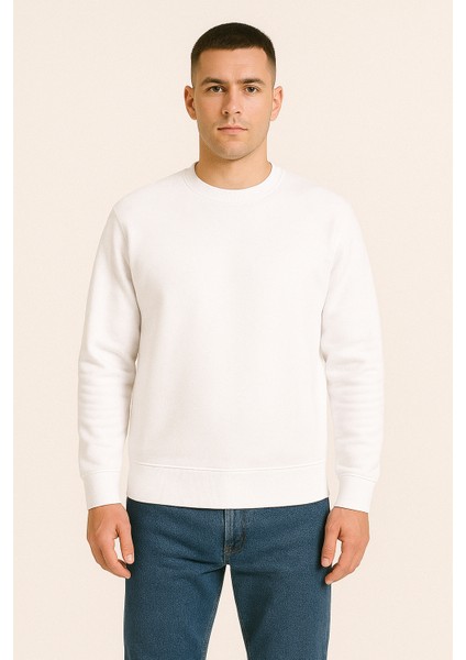 Kadın - Erkek Sweatshirt – Bisiklet Yaka Basic Uzun Kollu Rahat Fit
