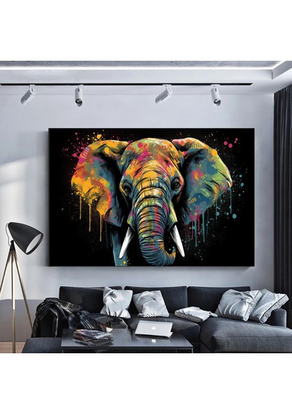 Modern Graffiti Fil Kanvası, Renkli Hayvan Sokak Sanatı, Ev Duvar Dekoru fiyatları