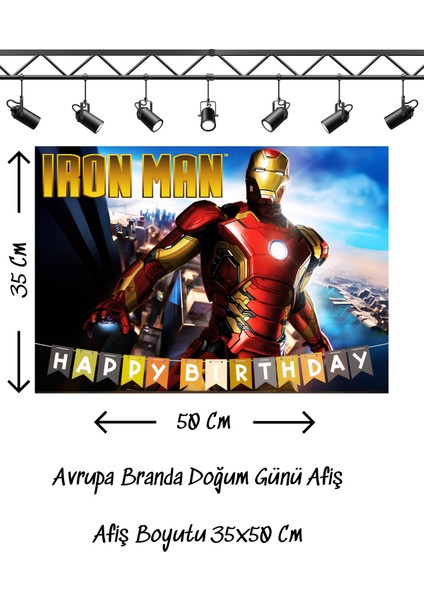Iron Man Demir Adam Temalı Doğum Günü Afişi