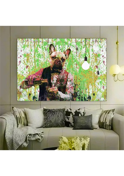 Barmen Köpek Renkli Tablo, Graffiti Boya Efektli Köpek Duvar Kanvası fiyatları