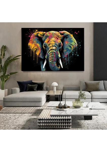 Modern Graffiti Fil Kanvası, Renkli Hayvan Sokak Sanatı, Ev Duvar Dekoru indirimleri