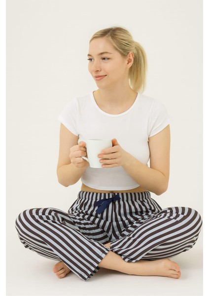 Kadın Çizgi Desenli Tek Alt Mavi fiyatları