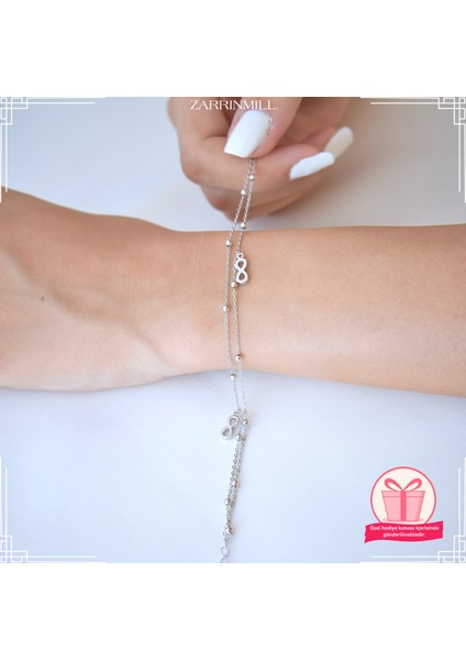 Kadın 925 Ayar Gümüş Sonsuzluk Bileklik