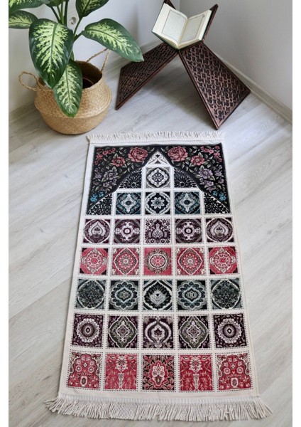 40 Yama Desenli Astarlı Lüks Seccade S1017 Mürdüm