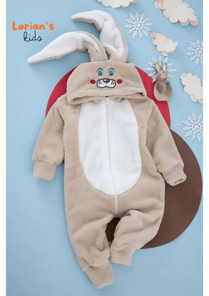 Welsoft Açık Kahve Tavşan Yumuşak Peluş Fermuarlı Bebek Tulumu - 3 Yaş fiyatları
