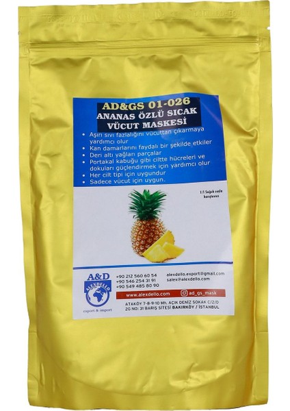 Gözenek Temizleyici, Sıkılışatırıcı ve Güzellik Maskesi -Ananas Özlü Sıcak Vücut Maskesi - 350 Gr. fiyatları