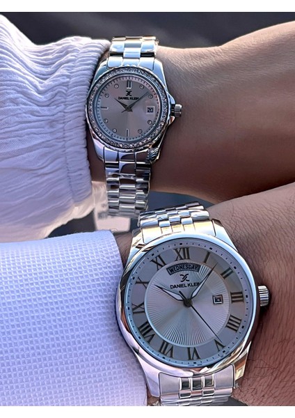 Çelik Kordon Takvimli Kadran 3 Atm 2 Yıl Garantili Sevgili Kombini Çift Saati B.10713C1 indirimleri